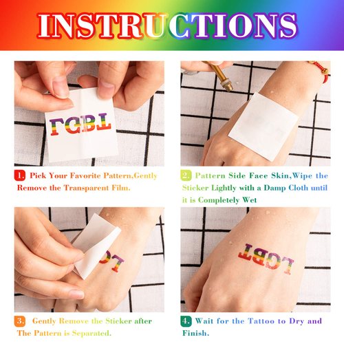 Whaline 150Pcs Gay Pride Tattoos LGBT Rainbow Temporary Sticker 15 Styles Rainbow Flag Heart Body Tattoo for Gay Pride Day Women Men LGBT Pride Parades Celebrations Festival Party Supplies