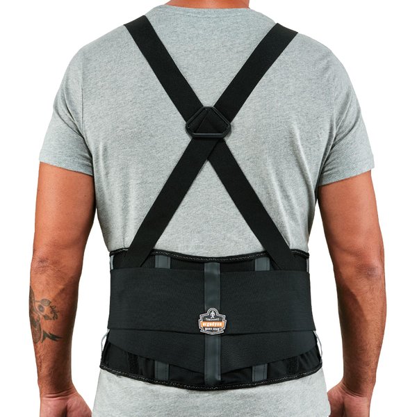Ergodyne ProFlex 2000SF Back Support Brace, 8.5" Spandex, V-Shape Design and Patented Stays for Added Support, XS , Black