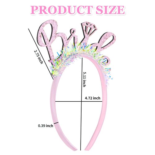 GAFATORY Pink Bride Glitter Headband with Tassel for Women Bachelorette Party Decorations White Hairband Bridal Shower Gift Bachelorette Party Favor Pearl Bridal Headbands for Girls