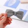 Fdesigner Crystal Bows Hair Clip Silver Rhinestones Bowknot Hair Pins Wedding Bride Party Hair Barrette for Women (Silver)