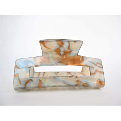Generic Blue and gold iridescent rectangle marbled hair claw clip