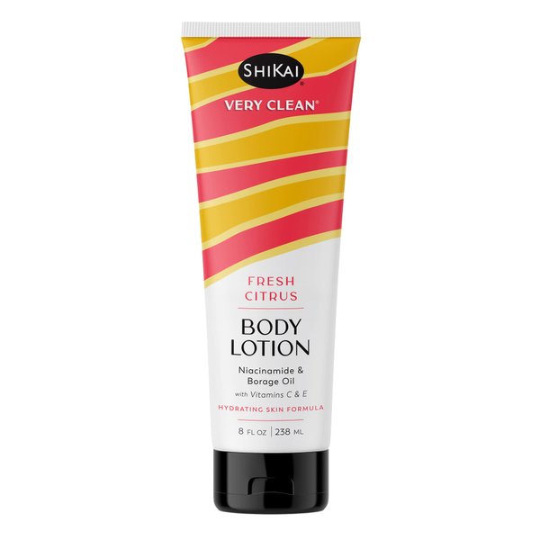 ShiKai Very Clean Body Lotion (Fresh Citrus, 8 oz) | Hydrating Skin Moisturizer for Dry Skin | With Niacinamide, Borage Oil, and Vitamin C & E