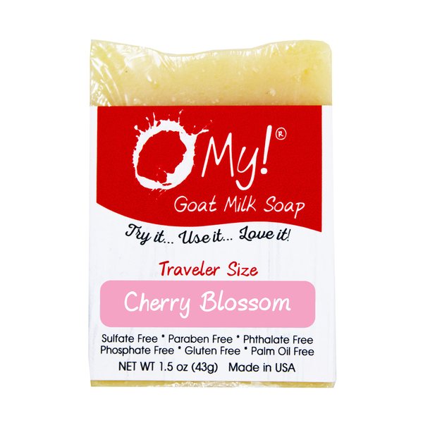 O My! Goat Milk Soap Traveler 1.5oz Bar - Cherry Blossom | Made with Farm-Fresh Goat Milk | Moisturizes dry skin | Paraben Free | Leaping Bunny Certified | Handmade in USA