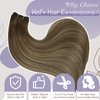 Full Shine Weft Hair Extensions Human Hair Balayage Hair Extensions Real Human Hair For Women Color Medium Brown To Honey Blonde Mix Medium Brown Human Hair Weft Extensions For Women 105G 18 Inch