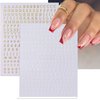 8 Sheets Letters Nail Art Stickers, English Alphabet Nail Decals,3D Self Adhesive Black Alphabet Nail Art Supplies Metallic Gold Silver Nail Sticker for Women DIY Nail Decoration Manicure