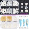90 Pcs 5D Mixed White Flower Camellia Nail Art Set And 900 Pcs 3D Nail Art Supplies Round Pearls Caviar Beads Nails Charms Tips Nail Glitter Accessories for Women Acrylic Nail Art Decorations