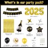 Kusamue Happy New Years Eve Party Decorations Kit, 2025 foil balloons happy new year banner 2 PCS Gold fringe curtains 37PCS 12 Inch Latex Balloons for New Year Party Eve Carnival Greet New Year Kit