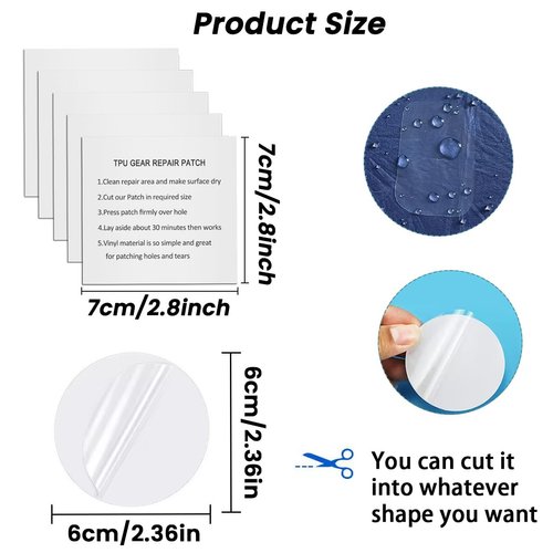 UMBWORLD 20 Pack TPU Pool Repair Patch Kit, Self-Adhesive Waterproof Repair Patches for Air Mattress, Swimming Pool, Bounce House, Tent, Canvas, Canopy, Pool Floats, Tubes Air Bed and Inflatable