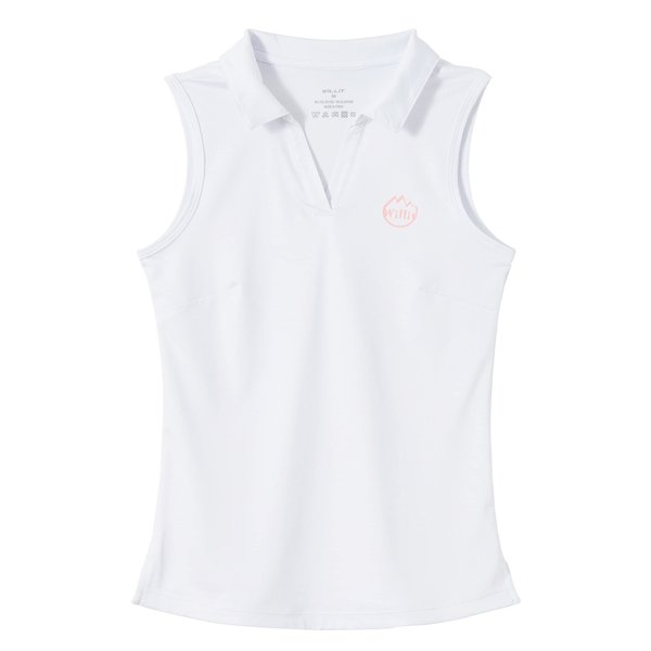 Willit Girls' Sleeveless Polo Shirts Golf Tennis Polo Lightweight Shirts Quick Dry White L