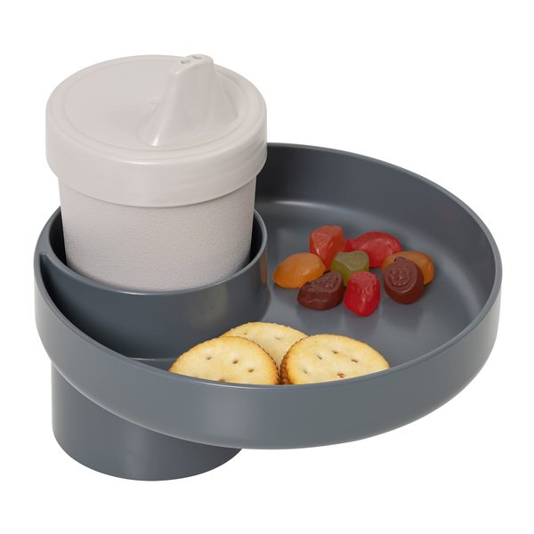 My Travel Tray/Round - USA Made. Easily Convert Your Current Cup Holder to a Tray and Cup Holder for use with Car Seats, Booster,Stroller and Anywhere You Have a Cup Holder! (Gray)