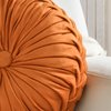 Teieas Round Throw Pillow Velvet Home Decoration Pleated Round Pillow Cushion for Couch Chair Bed Car Orange