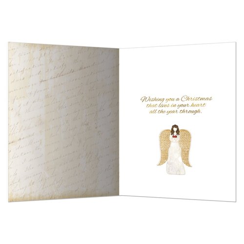 Tree-Free Greetings Christmas Cards and Envelopes, Holiday Card Set, 5 x 7 Inch Cards, Holiday Box Set of 10, Christmas Angel, (HB93390)
