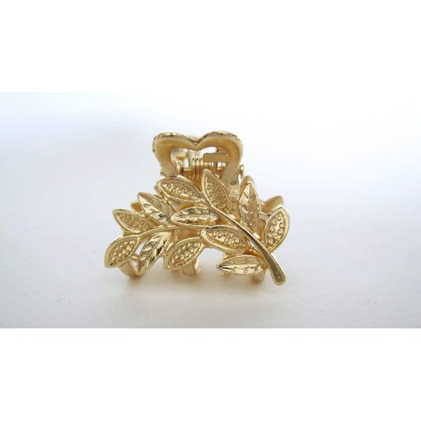 Generic Small mini gold metal leaf hair claw clip