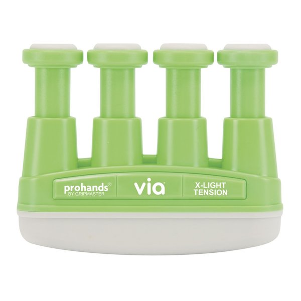 Prohands VIA Hand Exerciser, Finger Exerciser (Hand Grip Strengthener), Spring-Loaded, Finger-Piston System, Isolate and Exercise Each Finger, (2 lb X-Light Tension, Green-Via)