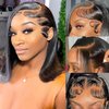 Lace Front Bob Wigs Human Hair 5x5 Lace Closure Wigs Human Hair Pre Plucked with Baby Hair 180 Density Brazilian Virgin Human Hair Wigs for Black Women Natural Color 14 Inch