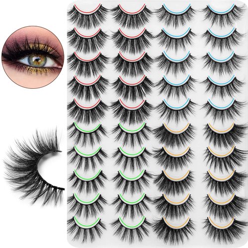 DYSILK Lashes Fake Eyelashes - Mink Lashes 20 Pairs Faux Mink Lashes 6D 4 Styles Mixed Wispy Fluffy Lashes Natural Look False Eyelashes Cat Eye Lashes Reusable Lashes Pack| 10mm-20mm
