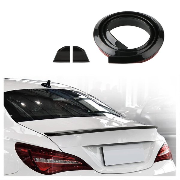 59" Glossy Car Rear Spoiler Trunk Spoiler Lip,Cuttable 3D Rear Trunk Spoiler Wing Cool Car Decoration,Universal Punch-Free Car Sticker Trim Strip for Tailgate,Roof,Bumper (Black)