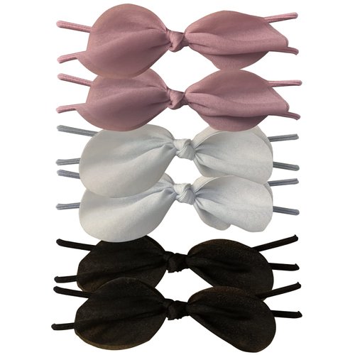 UaiUya 6pcs Bow Hair Tie Elastic Bracelets Korean Hair Ties Bands Ponytail Holder for Women and Girls Accessories,Pink+Grey+Black