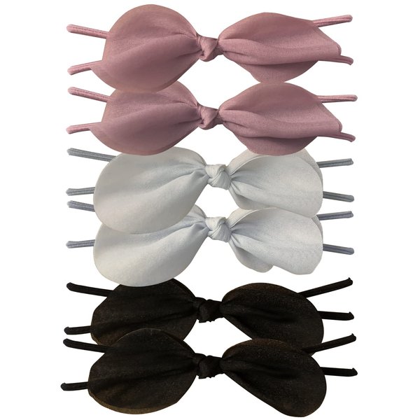 UaiUya 6pcs Bow Hair Tie Elastic Bracelets Korean Hair Ties Bands Ponytail Holder for Women and Girls Accessories,Pink+Grey+Black