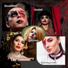 Halloween Face Painting Makeup Kit, Black Gray Red Face Paint + Vampire Fangs Teeth + Fake Blood Washable + Halloween Nails Black, SFX Face Body Paint for Zombie Cosplay, Injuries, Blood Effects