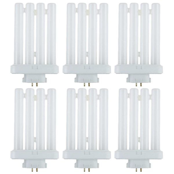 Ciata Fluorescent Bulbs, 4 pin CFL Replacement, 27 Watts, 4-Pin, 1500 Lumens, 80 CRI, 6500K Daylight, GX10Q-4 Base Quad Tube Compact Fluorescent Plug-in Bulb for Portable Fixtures - 6 Pack