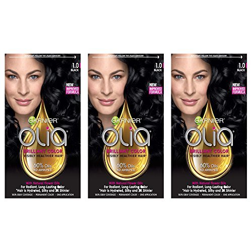 Garnier Hair Color Olia Oil Powered Permanent Hair Color, 1.0 Black, 3 Coun