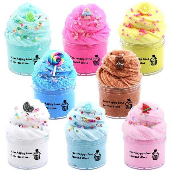 8 Pack Cloud Slime Kits, Soft and Non-Sticky Slime Kit Party Favors for Girls and Boys