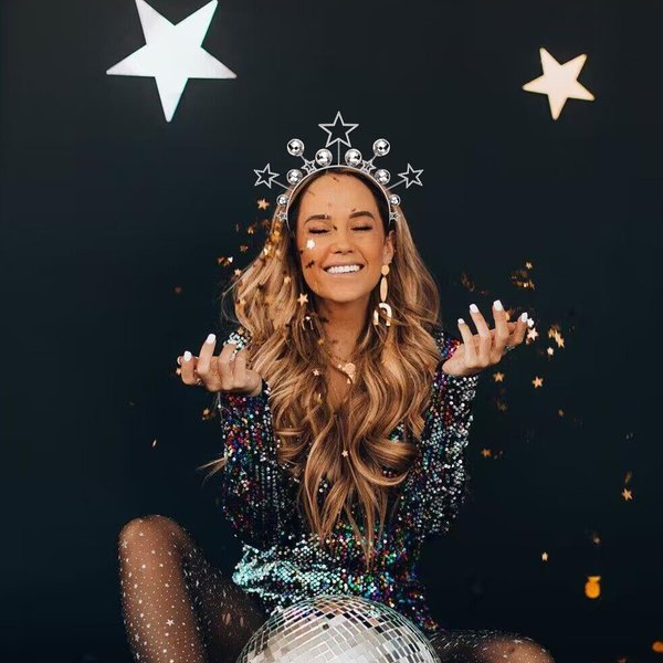 CEALXHENY Disco Ball Headbands for Women Rhinestone Star Hairband Glitter Mirrorball Headbands 70s 80s Disco Costume Outfits Music Concert Hair Accessories Holiday New Year Party Favors (Pattern C)