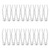 KDDOM 20 Pcs U Shape Pearl Hair Pins Wedding Bridal Flower Pins for Bridesmaids Women Girls, 0.4 inch(Silver)