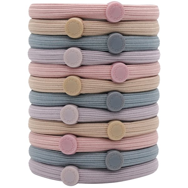 Qooocy Women's Hair Ties for Thick or Curly Hair. No Slip Ponytail Holders Sports Thick Hair Ties, 8MM, 12Pcs, Somky Purple
