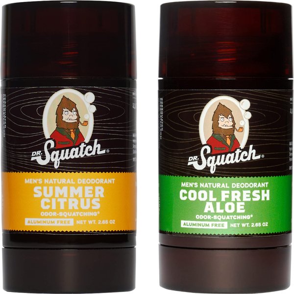Dr. Squatch Natural Deodorant for Men – Odor-Squatching Men's Deodorant Aluminum Free - Summer Citrus + Cool Fresh Aloe (2.65 oz, 2 Pack)