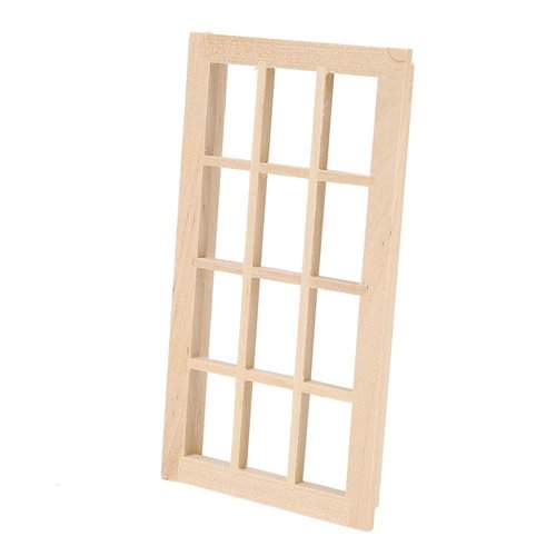 SPYMINNPOO Dollhouse Window, 1:12 Dollhouse Mini Furniture Miniature Model Wooden 12 Pane Blank Window DIY Accessories Sportinggoods Doll Accessories(Plain£©