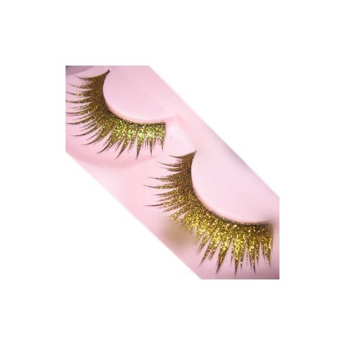 Goege Shiny Long and Thick Exaggerated False Eyelashes Extension for Women Girls Cosplay Fancy Ball Halloween (Gold)