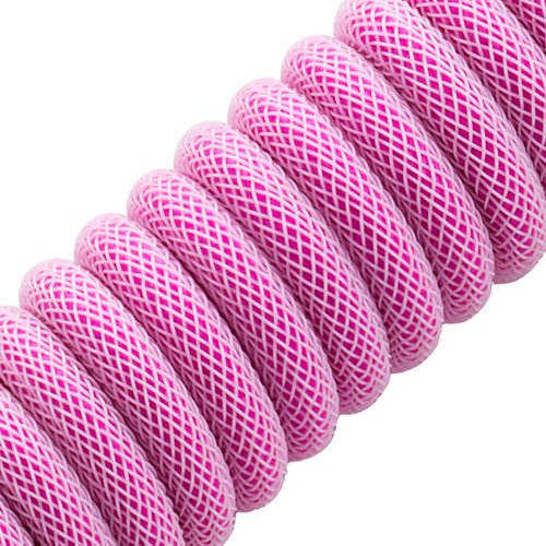 CableMod Classic Coiled Keyboard Cable (Strawberry Cream, USB A to USB Type C, 150cm)