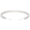 SWEETV Pearl Bridal Headband Handmade Wedding Headbands for Women Silver Rhinestone Hair Band Bridal Headpieces for Wedding Hair Jewelry Accessories