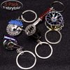 FEBRYTOLD 5 Pcs Car Parts Model Key Chains, Colorful Turbo Keychain, Black Manual Gearbox Keychain, Colorful Tire Rim Keychain, Blue Brake Rotor Keychain, Red Spring Shock-absorber Keychain
