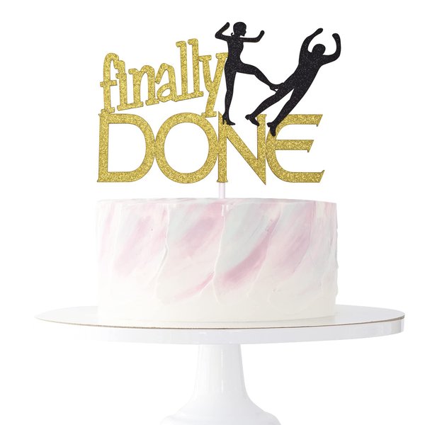 Finally Done Cake Topper, Divorced Party Decorations, Divorce Cake Decor, Freedom, Break-up, Boy Bye, Single af Party Supplies (Double-sided Gold Glitter)