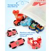 Vanmor Wooden Train Set with Animal Toys, Snap-Connection Animal Train, Matching and Magnetic Number Train Learning Toys, Fine Motor Skill Educational Toy Gift for 3 4 5 Years Old Kids