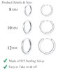 3 Pairs 925 Sterling Silver Hoop Earrings 14K White Gold Plated Small Huggie Cartilage Hoop Earrings for Women Men Girls (8 10 12MM)