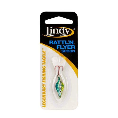 Lindy Rattl'N Flyer Spoon Hybrid Ice Fishing Lure Jigging Spoon, Emerald Shiner, 1/16 oz