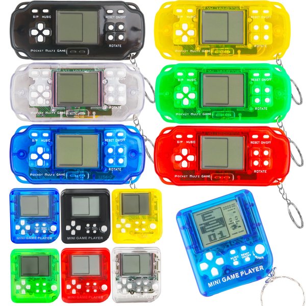 12 Pcs Video Game Keychain Mini Square Video Game Keyring Multicolors Handheld Game Key Chain for School Birthday Party Favor Supplies Gift Bag Filler (Color Style 2)