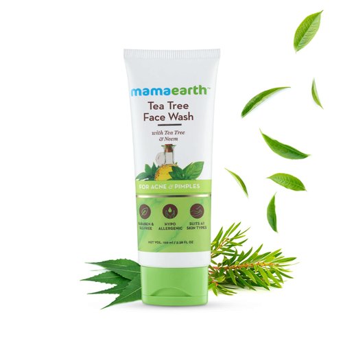 MAMAEARTH Tea Tree Natural Face Wash for Acne & Pimples Wash 100 ml - For Normal & Dry Skin