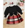 Qaoerde Baby Girl Dresses 0-3 Months Baby Girl Dress Puff Sleeve Red Plaid Dress Ribbed Baby Dresses 0-3 Months Newborn Dresses Baby Girl Fall Dress Baby Girl Winter Dress Christmas Outfit