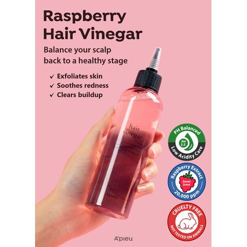 A’PIEU Raspberry Hair Vinegar Rinse 6.76 Fl oz - Scalp Treatment for Balanced pH, Shiny Hair | Clarifies & Encourages Growth | Dandruff & Oil Control