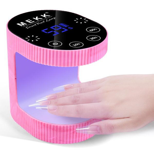MEKK Cordless Rechargeable Mini UV LED Nail Lamp with Sensor 2024 Newest Upgraded 24W Small UV Light for Nails Professional Flash Cure Nail Lamp for Gel X Mini Nail Lamp with 4 Timers(Glaze Pink)