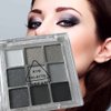 Yeweian Black Smokey Eyeshadow Palette, Eye Black Makeup, 9 Colors Black Silver Gray White Eyeshadow Makeup Palette, Waterproof Cool Toned Matte Glitter Eyeshadow Palette Sombras De Ojos Profesional