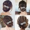 Crystal Hair Barrettes, White Rhinestone Flower Leaf Shape Hairpins Hair Clips, Sparkly Austrian Hairgrip Hair Headwear Accessories for Women Girls