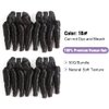 Molefi Brazilian Funmi Hair Curly Wave 4 Bundles Human Hair Black Hair Extensions Short Curly Weave Spiral Curl 8 inch Bundles 50g/pc #1B (8 8 8 8 Inch)