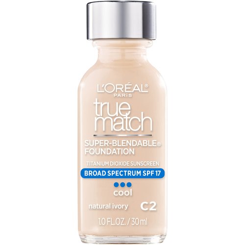 L'Oreal Paris Makeup True Match Super-Blendable Liquid Foundation, Natural Ivory C2, 1 Fl Oz (1 Count)
