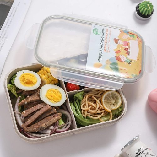 MISS BIG Bento Box, Lunch Box Kids,Ideal Leak Proof Lunch Box Containers, Mom’s Choice Kids Lunch Box, No BPAs and No Chemical Dyes Bento Box for Kids,Microwave and Dishwasher Safe Lunch Box (White)